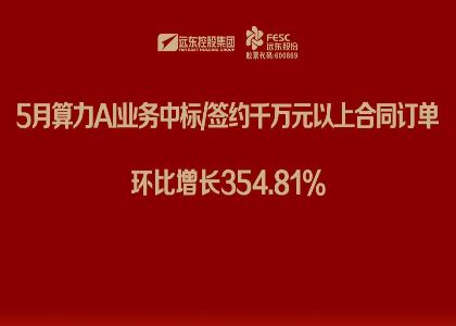 遠(yuǎn)東股份：5月算力AI業(yè)務(wù)中標(biāo)/簽約千萬(wàn)元以上合同訂單環(huán)比增長(zhǎng)354.81%